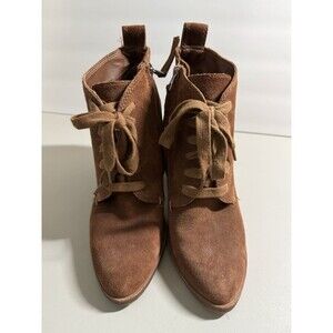 Dolce Vita Women Suede Heeled  Ankle Booties Boot Oxford Lace Up Zip Brown 7